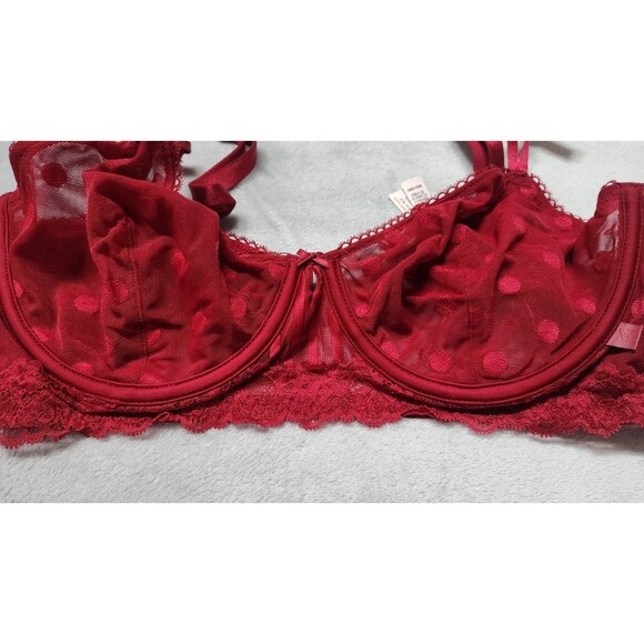 Victoria's Secret 36D Red Lacquer Sexy Tee Sheer Heritage Unlined Demi Bra NWT - Picture 3 of 6